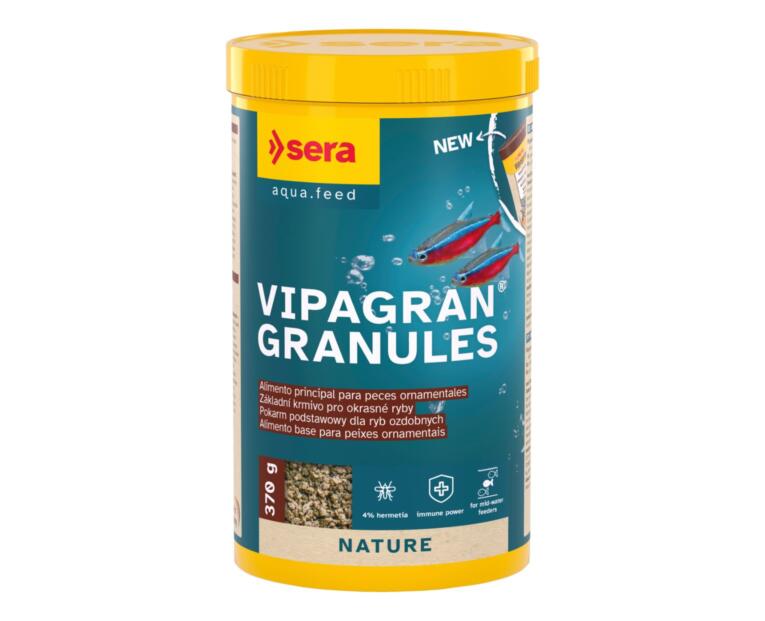 Sera Vipagran Granules alimento granulado macio com farinha de insetos para peixes ornamentais.