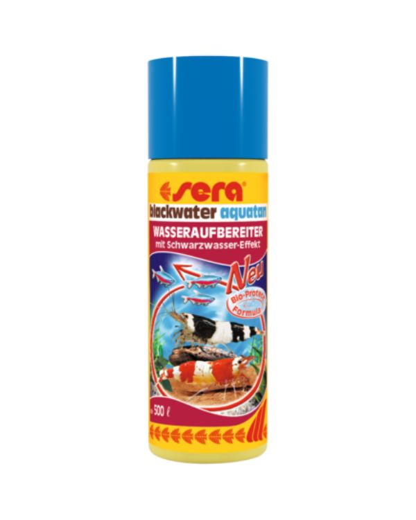 sera blackwater aquatan, com a fórmula Bio-Protect, acondiciona a água da torneira, transformando-a numa água doce escura e límpida, de acordo com as necessidades dos peixes, tal como nos trópicos.