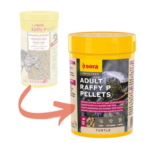 Sera Raffy P alimento em sticks flutuantes para tartarugas aquáticas.