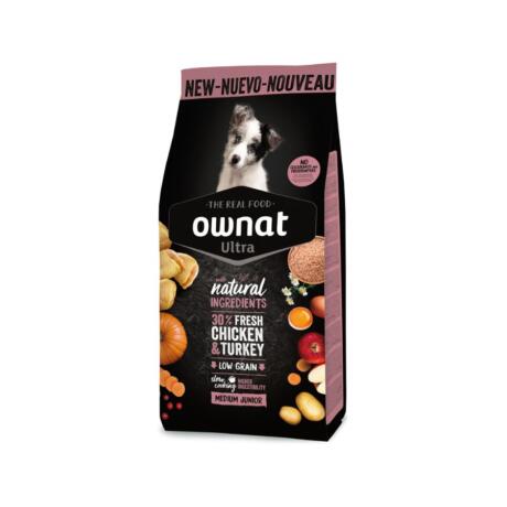 Ração Ownat Ultra Medium Junior para cachorros de raças médias com frango e peru