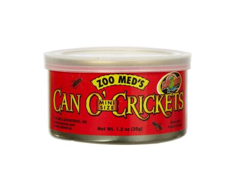 Zoo Med Can O’ Mini Size Crickets 35gr são grilos criados em quinta, cozido na lata para prender seus sucos naturais.