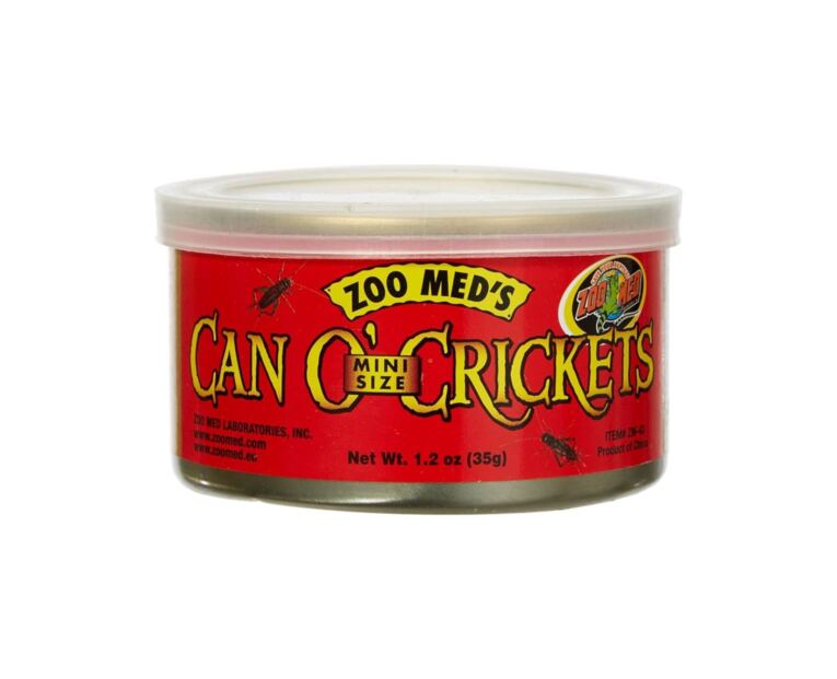 Zoo Med Can O’ Mini Size Crickets 35gr são grilos criados em quinta, cozido na lata para prender seus sucos naturais.