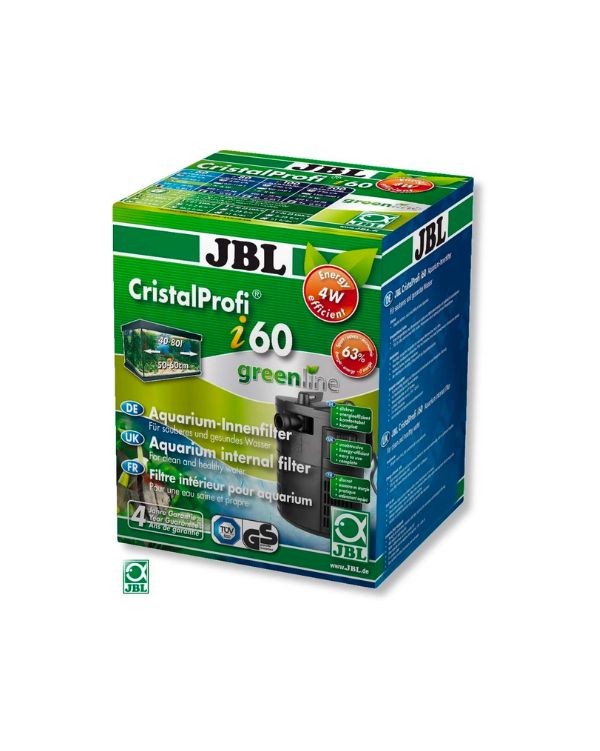 JBL ProCristal i60 é um filtro interno para aquários com um volume de 40 a 80 litros (50-60 cm) com potência de bomba regulável até 150-420 l/h ou seja, com o objetivo de uma água mais cristalina e rica em oxigénio.