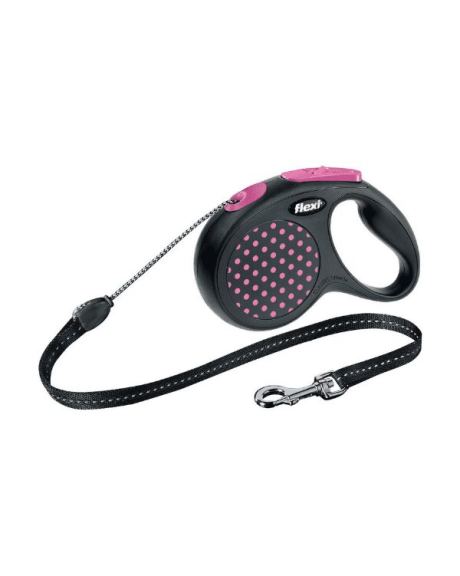 Trela Flexi Design Corda Rosa