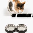 Comedouro de Aço Inoxidável Catit Preto especialmente projetado para gatos.
