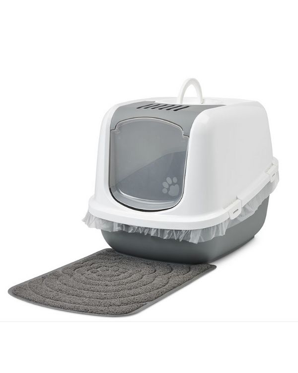 Savic Nestor Jumbo é uma casa de banho para gatos, com um design moderno, de limpeza fácil e rápida graças à frente desdobrável.