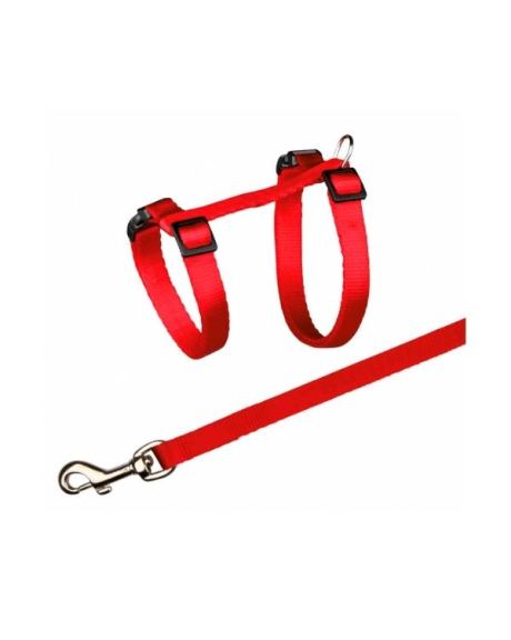 Peitoral e Trela Em Nylon Para Gatos Trixie vermelho