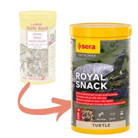 Sera Raffy Royal Nature petisco natural de peixes e camarões para tartarugas aquáticas.
