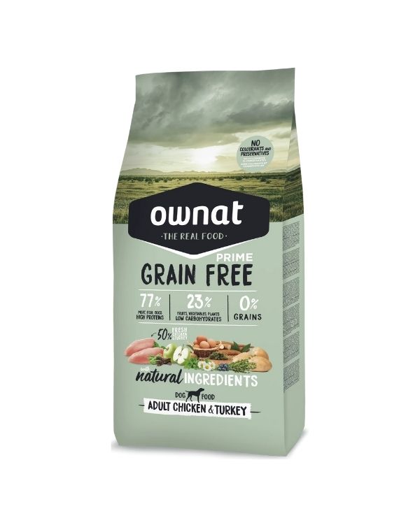 Ração Ownat Grain Free Prime Frango e Perú