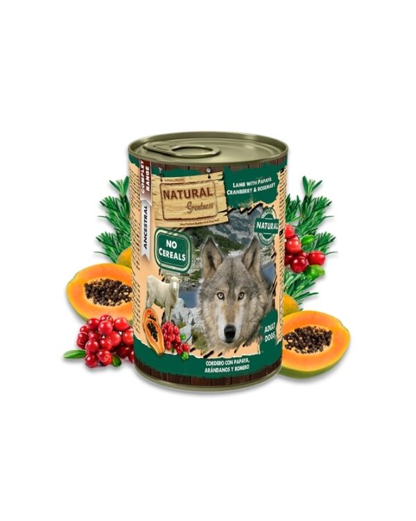 As Natural Greatness Wet Cordeiro com Papaya são uma comida húmida em paté.