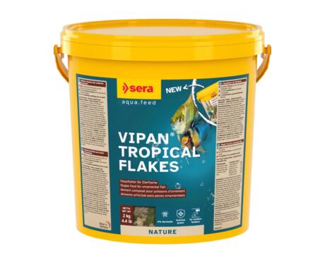 Sera Vipan Flakes alimento completo em flocos com farinha de insetos para peixes ornamentais.