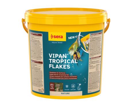 Sera Vipan Flakes alimento completo em flocos com farinha de insetos para peixes ornamentais.