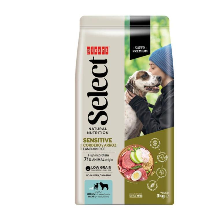 Picart Select Sensitive de cordeiro e arroz para cão adulto médio e grande