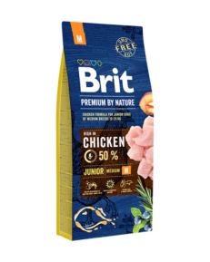 Ração Brit Premium by Nature Junior Medium sabor a frango para cães jovens de raças médias