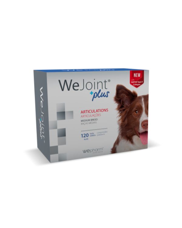 WeJoint Plus - Raças Médias conjuga a ação de múltiplos componentes, que resultam numa abordagem completa para o tratamento e maneio da patologia articular. Está também recomendado o seu uso em animais jovens e em crescimento.
