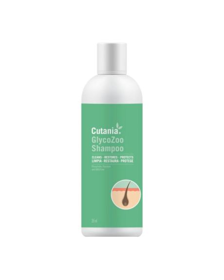 Cutania Glycozoo Champô é um champô dermatológico com ação secante e efeito queratolítico, lipolítico e desodorizante para Cães, Gatos e Cavalos.