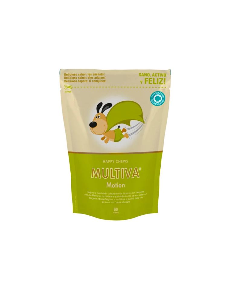 Snaks Multiva Motion reduz a dor e a inflamação e melhorar a mobilidade e a qualidade de vida dos cães com desgaste articular moderado devido a idade, lesões ou exercício intenso.