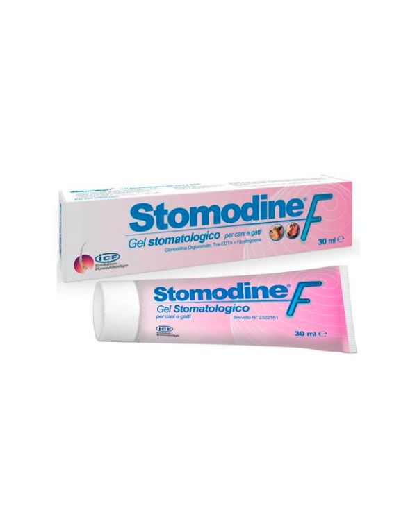 Stomodine F gel para higiene dos dentes e gengivas para cães e gatos. Indicado para higiene bucal em gatos e cães. Usado contra a halitose.