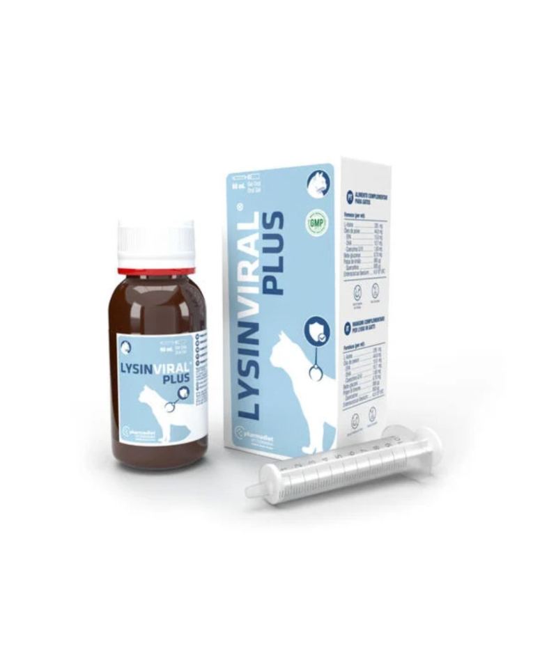 Lysinviral Plus para gatos, especialmente concebido para reduzir os sintomas associados ao FHV-1, os surtos e a capacidade de contágio por secreções oculares, uma vez que reforça o sistema imunitário felino.