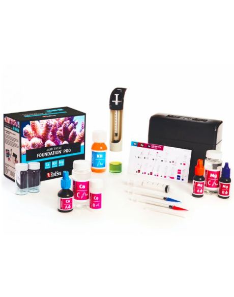 O Red Sea Foundation Pro Multi Test Kit (CA,ALK,MG) inclui testes de titulação de alta precisão para a medição precisa dos elementos Cálcio, Magnésio e Alcalinidade (KH), que são os elementos básicos dos esqueletos de corais.