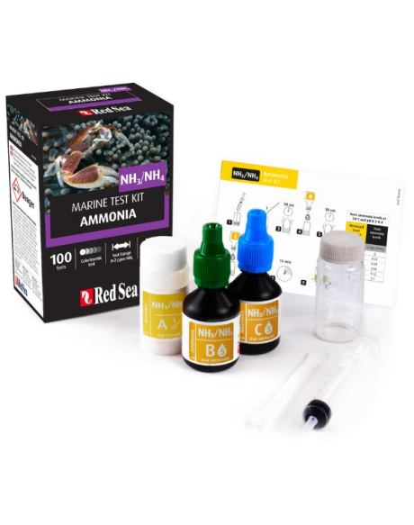 O Red Sea Kit MCP Amonia (100 testes) é um teste colorimétrico avançado que mede a amônia total (NH 3 /NH 4 ) em aquários marinhos com uma precisão de 0,2 ppm.