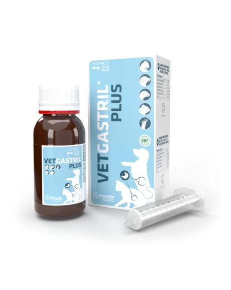 Vetgastril Plus é um suplemento alimentar com uma fórmula com nutrientes que auxiliam nos desequilíbrios gástricos, ideal para cuidar da digestão do seu cão e gato.