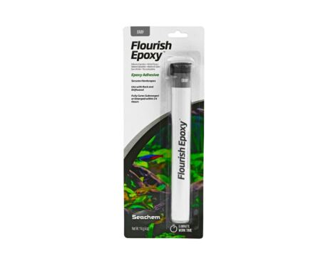 Seachem Flourish Epoxy é uma massa epóxi de duas partes que pode ser usada durante o hardscaping para proteger materiais como rochas e madeira flutuante para fundações mais estáveis ​​em aquários plantados.