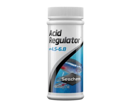 Seachem Acid Regulator ajusta o pH para a faixa ácida (4,5–5,5).