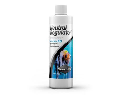 Seachem Alkaline Regulator ajusta o pH para a faixa alcalina (7,1–7,6).