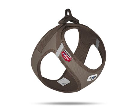 Peitoral Curli Clasp Bombazina Castanho Vest Air-Mesh indicado para cães pequenos e médios.