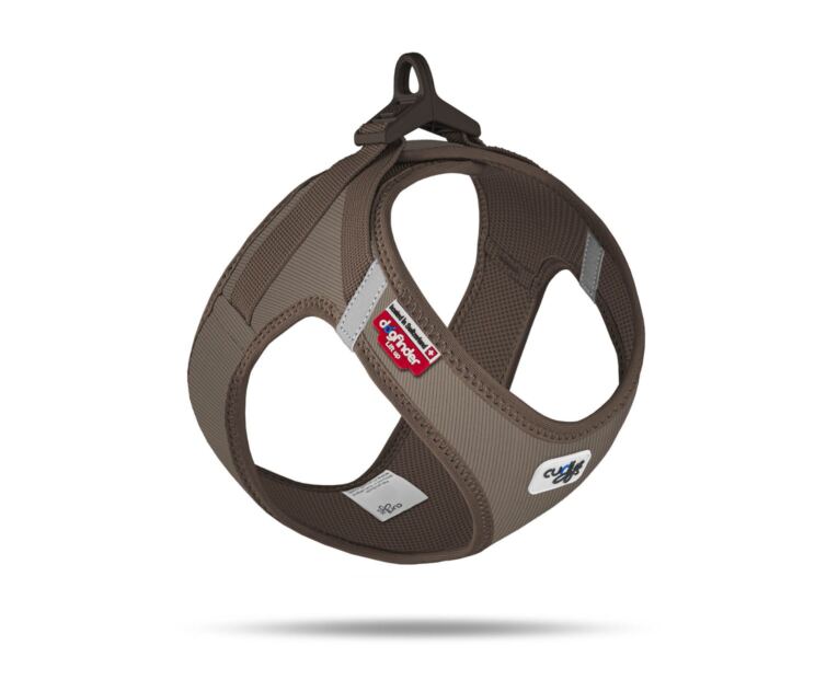 Peitoral Curli Clasp Bombazina Castanho Vest Air-Mesh indicado para cães pequenos e médios.