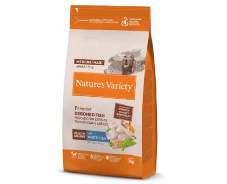 Nature’s Variety Healthy Grains Adult Medium/Maxi Peixe Branco