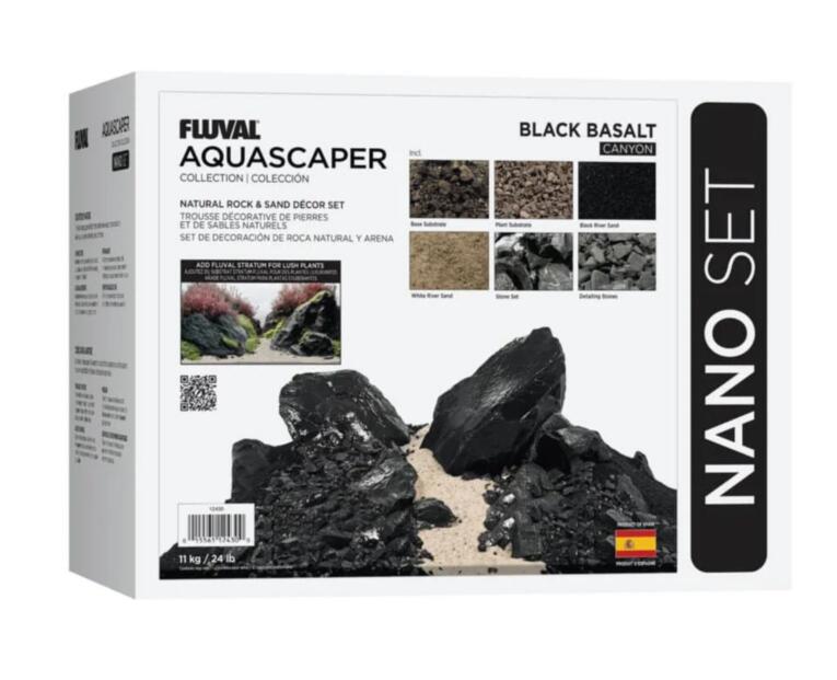 Fluval Aquascaper Kit Preto - Pedras e Grava Natural nano