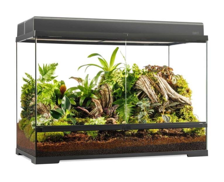 Terrário Exo Terra Large Tall 90×45×60 cm – estrutura robusta, ventilação ajustável e portas seguras