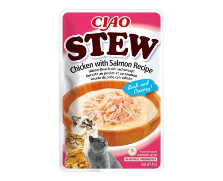 Churu Stew Frango & Salmão 40 g – Alimento Húmido Complementar para Gatos
