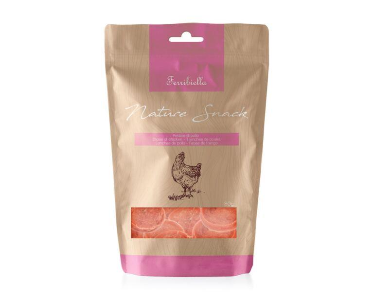 Fatias de Frango 80 g – snack natural para cão adulto Ferribiella