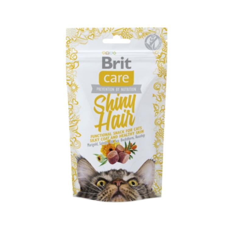 Snacks funcionais Brit Care Cat Snack Shiny Hair para brilho do pelo de gatos.