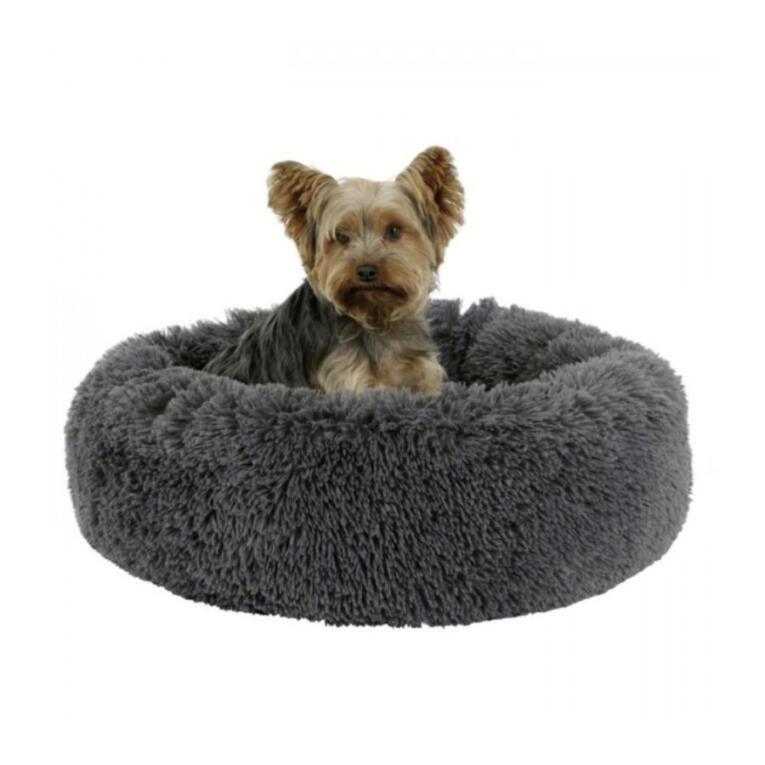 Cama redonda fluffy cinza escuro Kerbl confortável