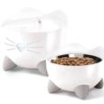 Catit PIXI Combo Kit nas cores branco, verde, rosa e azul fonte de água e comedouro Confort Animal.