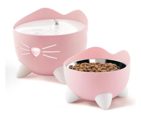 Catit PIXI Combo Kit nas cores branco, verde, rosa e azul fonte de água e comedouro Confort Animal.